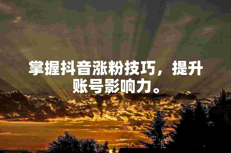 掌握抖音涨粉技巧，提升账号影响力。