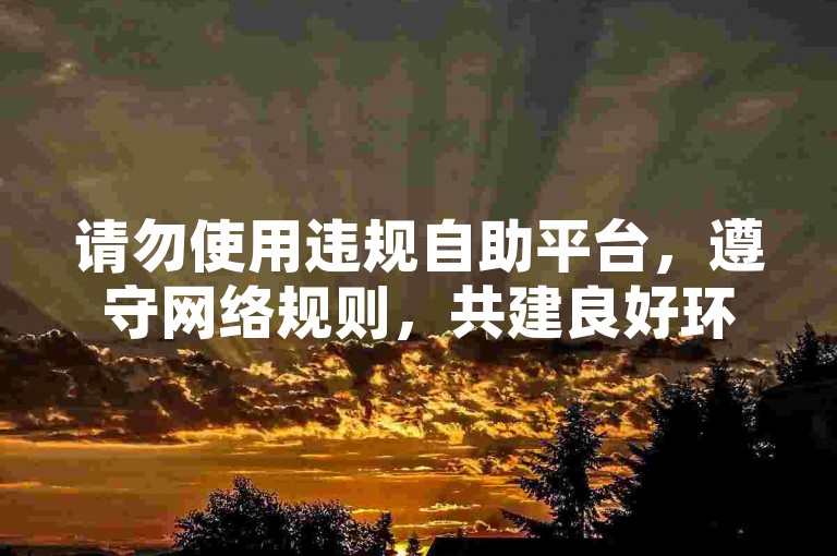 请勿使用违规自助平台，遵守网络规则，共建良好环境。