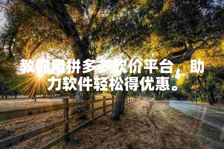 教你用拼多多砍价平台，助力软件轻松得优惠。