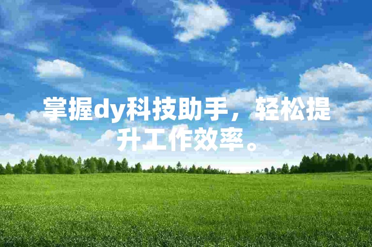 掌握dy科技助手，轻松提升工作效率。