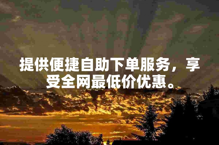 提供便捷自助下单服务，享受全网最低价优惠。