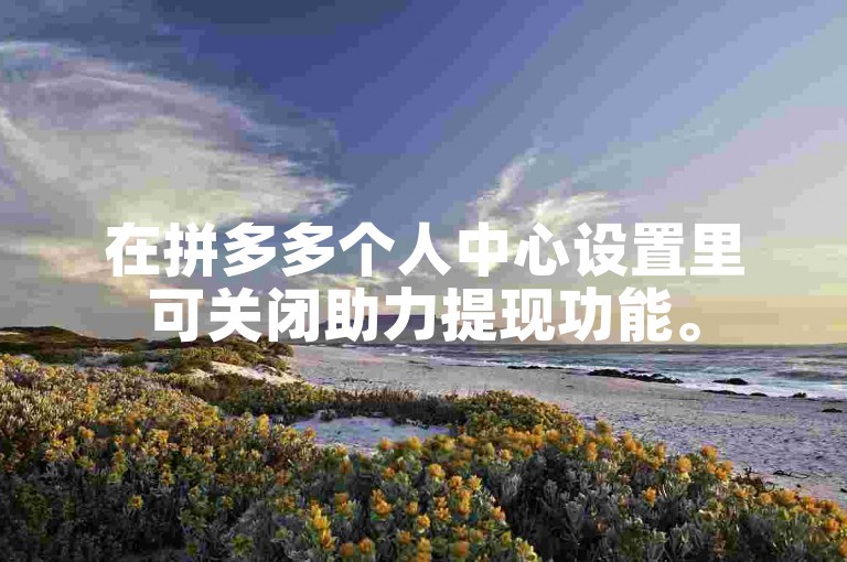在拼多多个人中心设置里可关闭助力提现功能。
