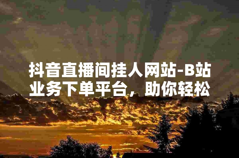 抖音直播间挂人网站-B站业务下单平台，助你轻松拓展直播影响力。