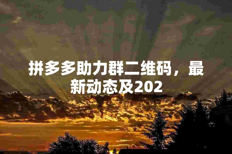 拼多多助力群二维码，最新动态及2025展望。