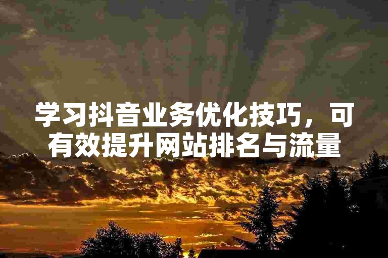 学习抖音业务优化技巧，可有效提升网站排名与流量。