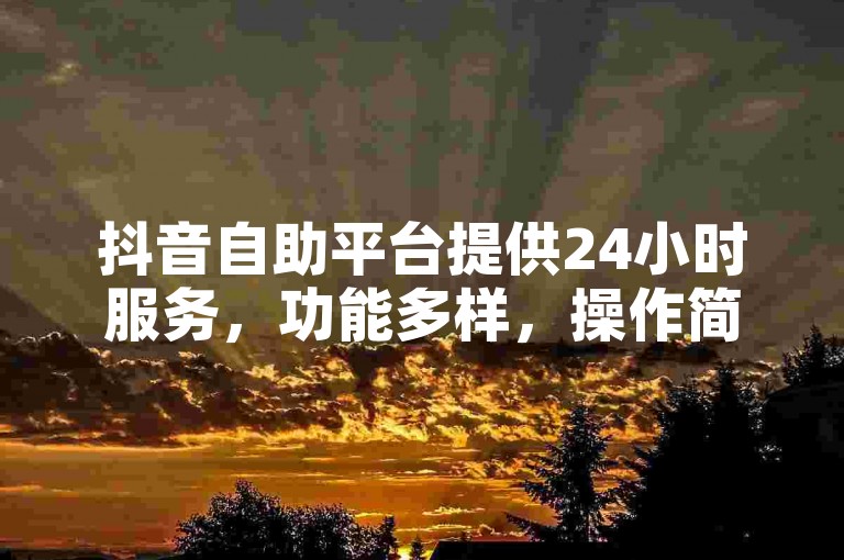 抖音自助平台提供24小时服务，功能多样，操作简便，助力用户高效管理账号。