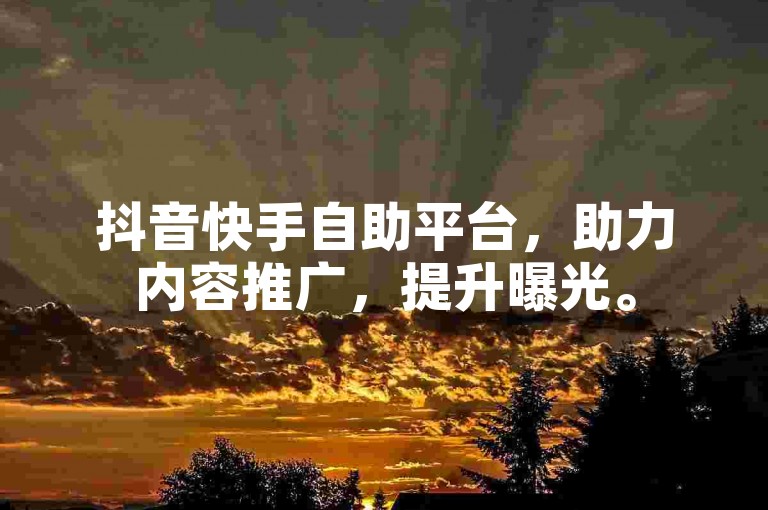 抖音快手自助平台，助力内容推广，提升曝光。