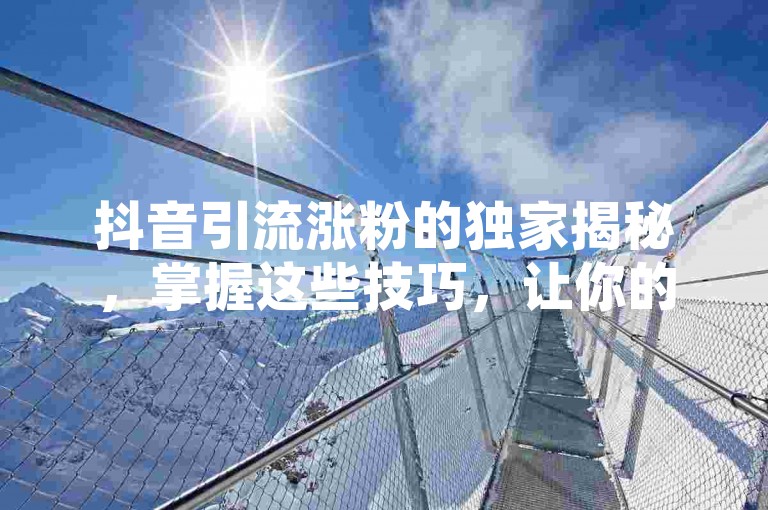 抖音引流涨粉的独家揭秘，掌握这些技巧，让你的粉丝量快速增长！