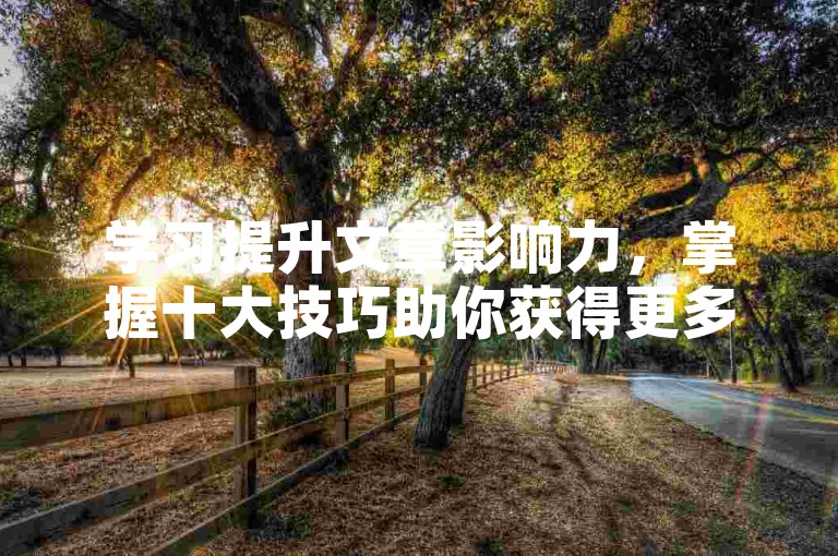 学习提升文章影响力，掌握十大技巧助你获得更多认可。