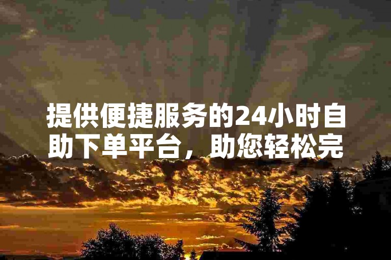 提供便捷服务的24小时自助下单平台，助您轻松完成各项任务。