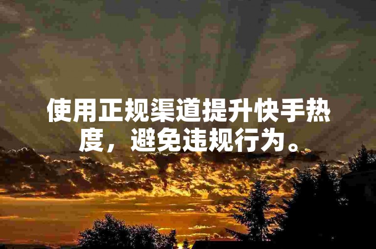 使用正规渠道提升快手热度，避免违规行为。