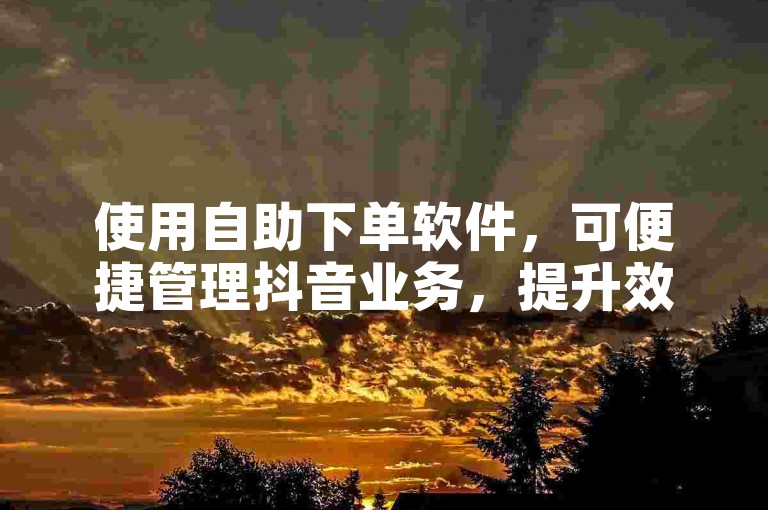 使用自助下单软件，可便捷管理抖音业务，提升效率。