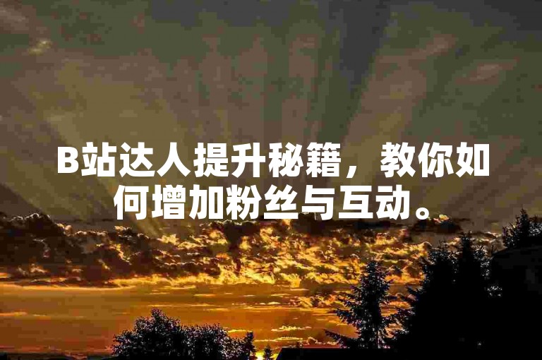 B站达人提升秘籍，教你如何增加粉丝与互动。