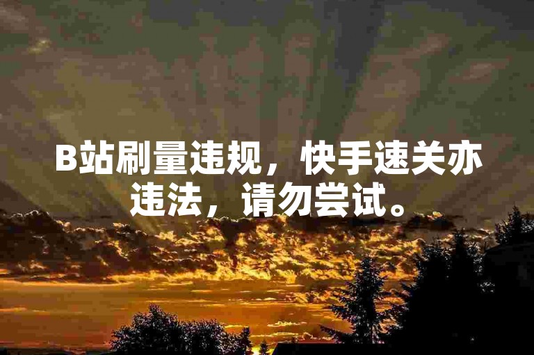 B站刷量违规，快手速关亦违法，请勿尝试。