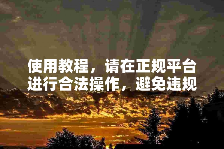 使用教程，请在正规平台进行合法操作，避免违规行为。