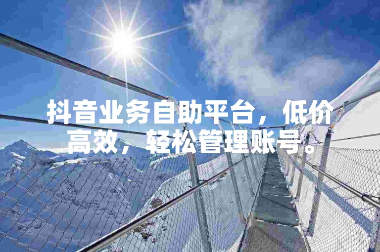 抖音业务自助平台，低价高效，轻松管理账号。