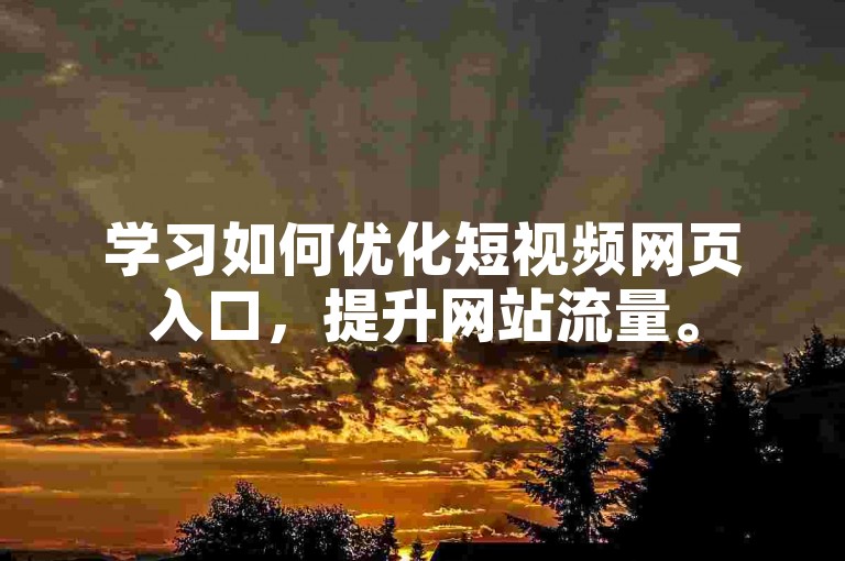 学习如何优化短视频网页入口，提升网站流量。