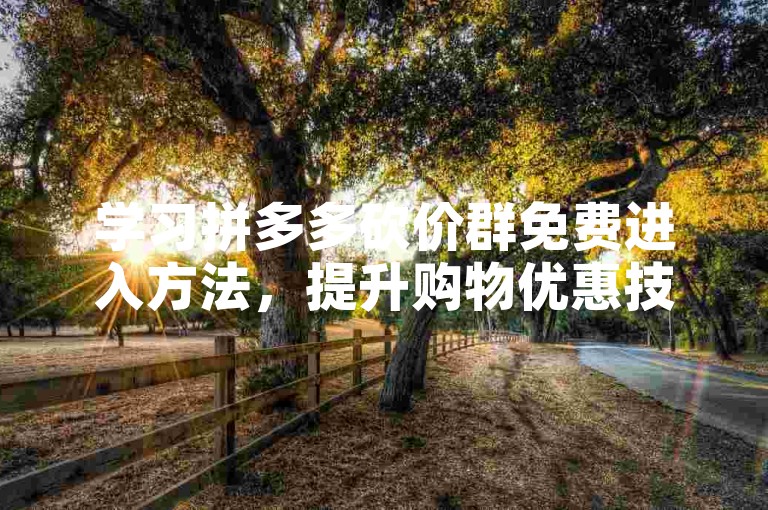学习拼多多砍价群免费进入方法，提升购物优惠技巧。