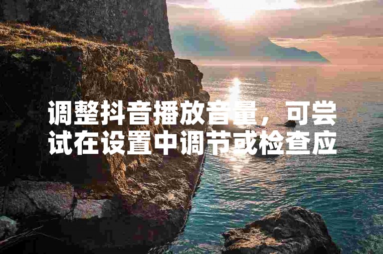 调整抖音播放音量，可尝试在设置中调节或检查应用内音量控制。