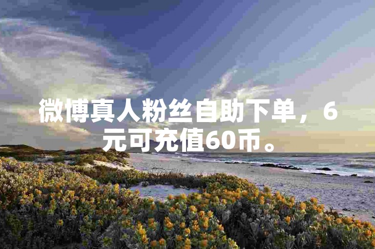 微博真人粉丝自助下单，6元可充值60币。