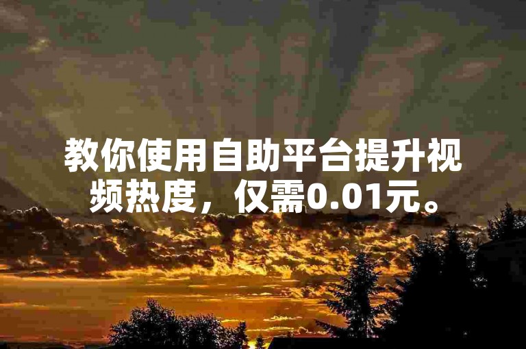 教你使用自助平台提升视频热度，仅需0.01元。