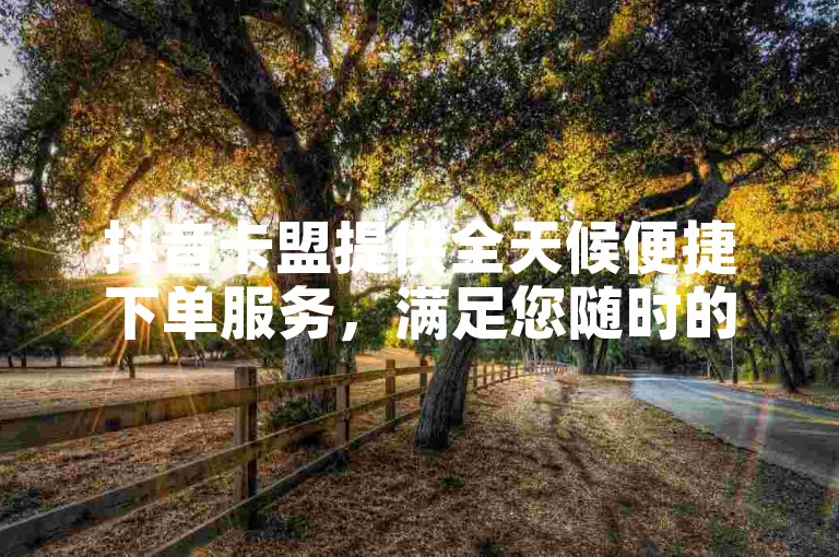 抖音卡盟提供全天候便捷下单服务，满足您随时的需求。