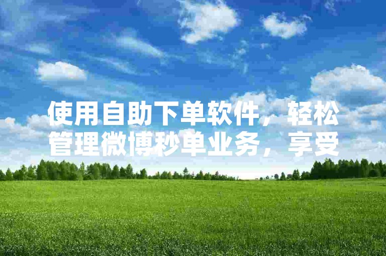 使用自助下单软件，轻松管理微博秒单业务，享受超低价QQ空间服务。