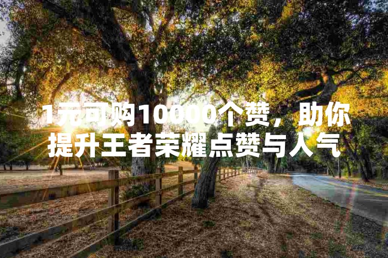 1元可购10000个赞，助你提升王者荣耀点赞与人气，抖音发视频有收益。