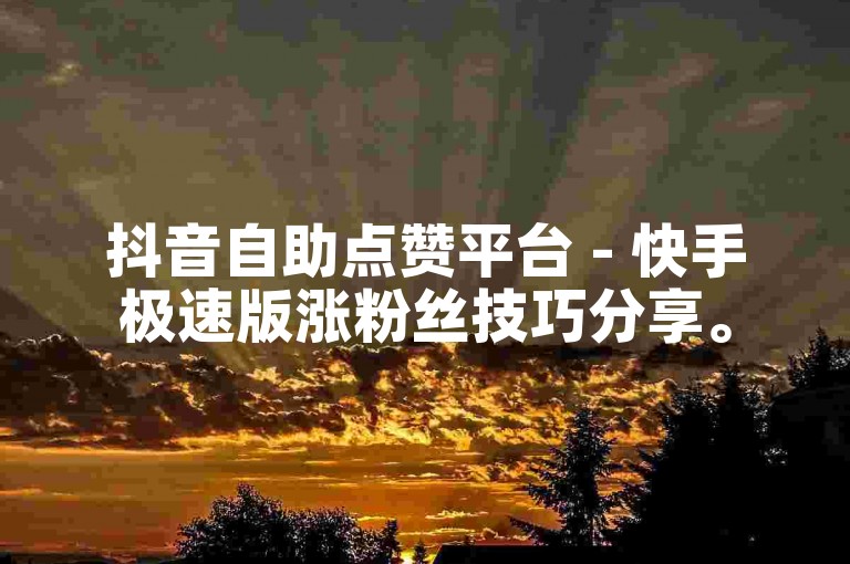 抖音自助点赞平台 - 快手极速版涨粉丝技巧分享。