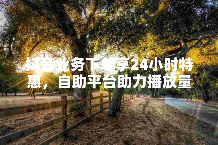抖音业务下单享24小时特惠，自助平台助力播放量提升。