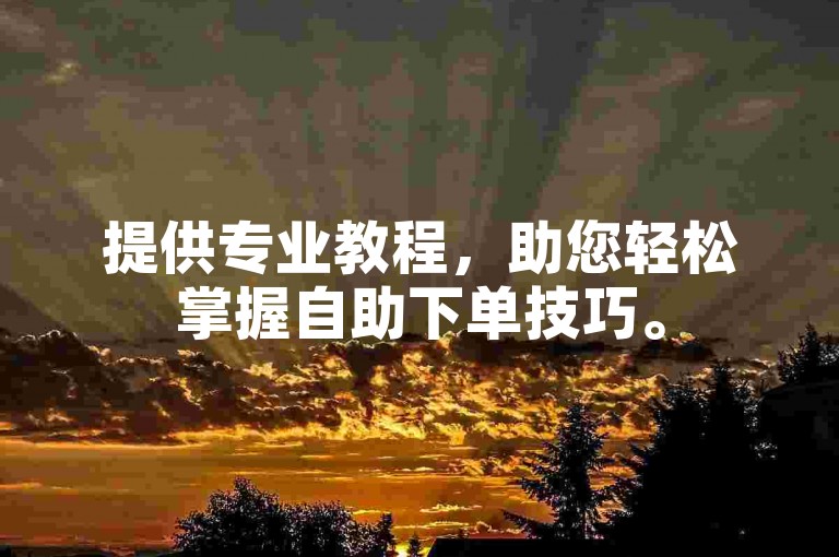 提供专业教程，助您轻松掌握自助下单技巧。