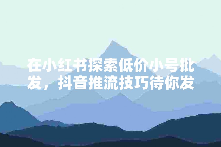 在小红书探索低价小号批发，抖音推流技巧待你发掘。