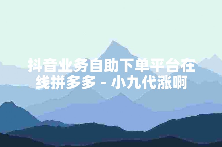 抖音业务自助下单平台在线拼多多 - 小九代涨啊