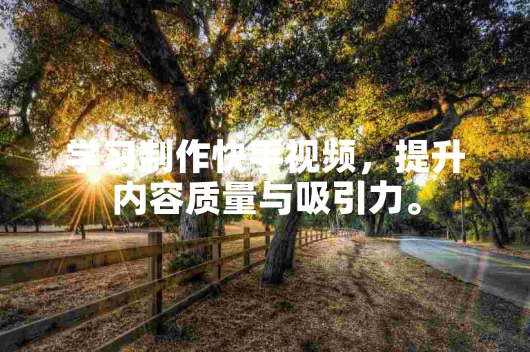 学习制作快手视频，提升内容质量与吸引力。