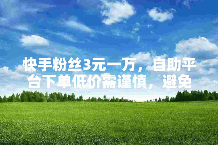 快手粉丝3元一万，自助平台下单低价需谨慎，避免违规风险。