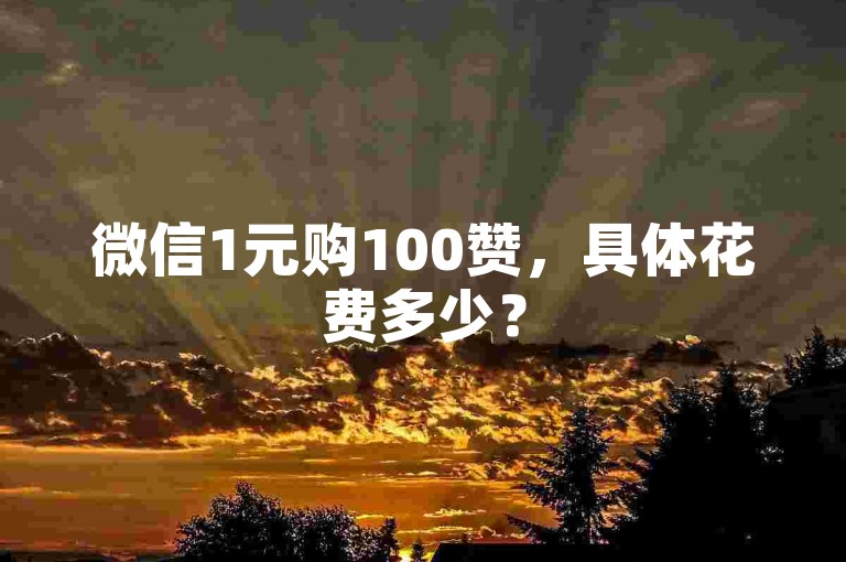 微信1元购100赞，具体花费多少？
